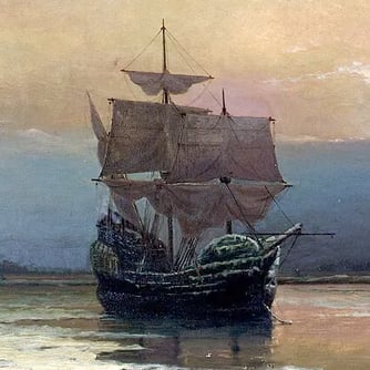 Mayflower_in_Plymouth_Harbor_by_William_Halsall-twg