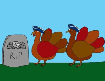 cartoon contest turkeys looking at a grave