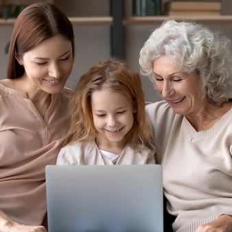 mother, granddaughter, and grandmother