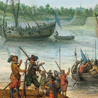 pilgrims on a boat